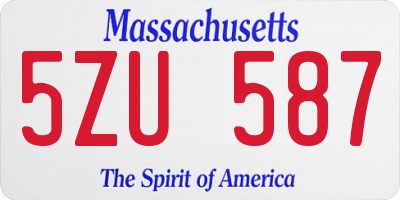 MA license plate 5ZU587
