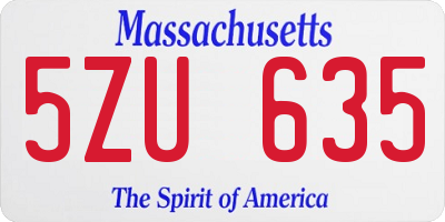 MA license plate 5ZU635