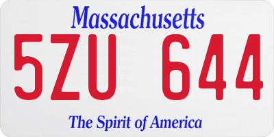 MA license plate 5ZU644