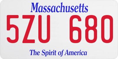 MA license plate 5ZU680