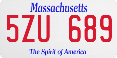 MA license plate 5ZU689