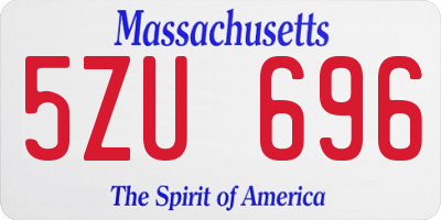 MA license plate 5ZU696