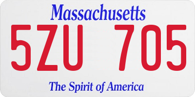 MA license plate 5ZU705