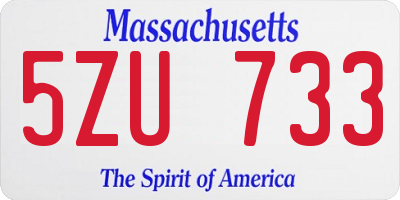 MA license plate 5ZU733
