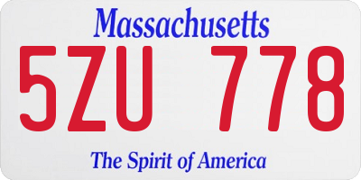 MA license plate 5ZU778