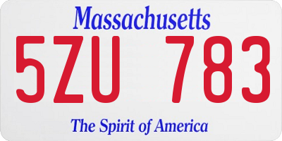 MA license plate 5ZU783