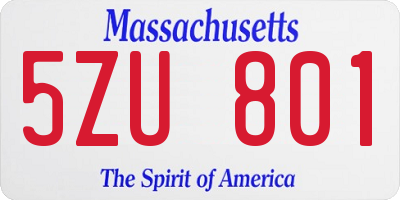 MA license plate 5ZU801