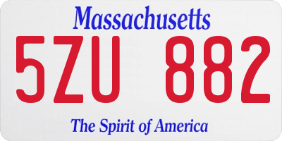 MA license plate 5ZU882
