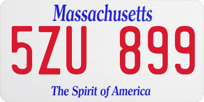 MA license plate 5ZU899