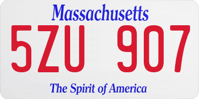 MA license plate 5ZU907