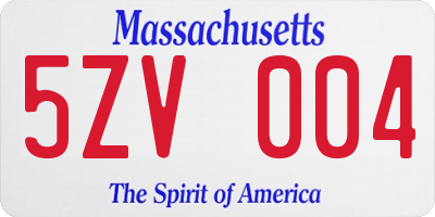 MA license plate 5ZV004