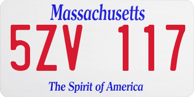 MA license plate 5ZV117