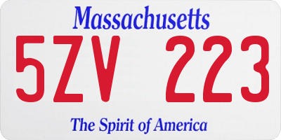 MA license plate 5ZV223