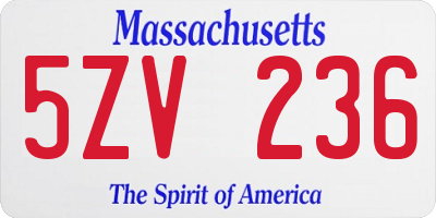 MA license plate 5ZV236