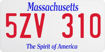 MA license plate 5ZV310
