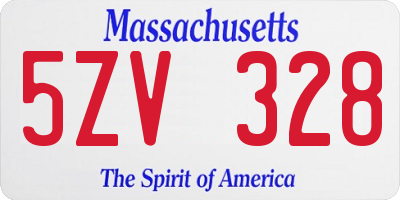 MA license plate 5ZV328