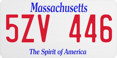 MA license plate 5ZV446
