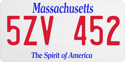 MA license plate 5ZV452