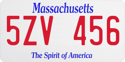 MA license plate 5ZV456