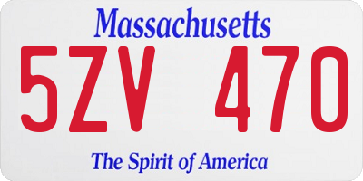 MA license plate 5ZV470