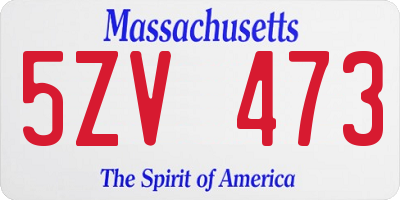 MA license plate 5ZV473
