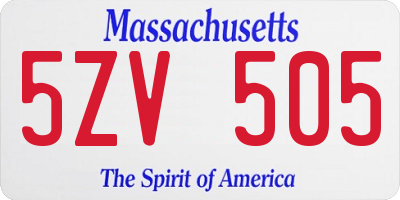 MA license plate 5ZV505