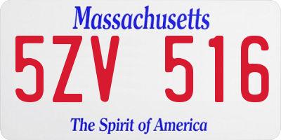 MA license plate 5ZV516
