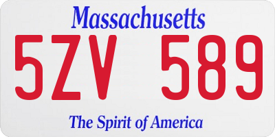 MA license plate 5ZV589