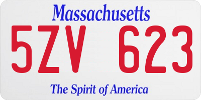MA license plate 5ZV623