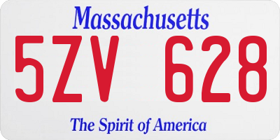 MA license plate 5ZV628