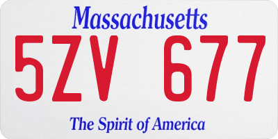 MA license plate 5ZV677