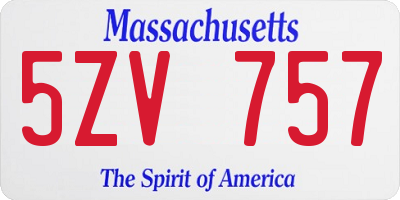 MA license plate 5ZV757