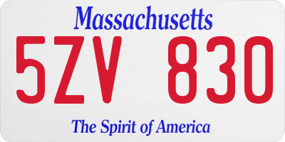 MA license plate 5ZV830