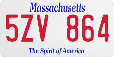 MA license plate 5ZV864
