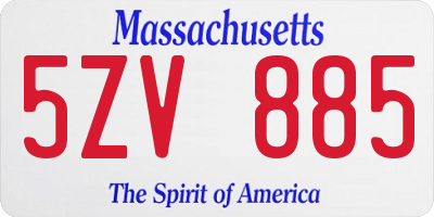 MA license plate 5ZV885