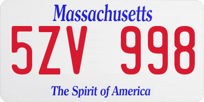 MA license plate 5ZV998