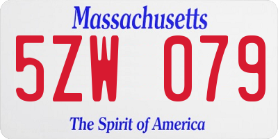 MA license plate 5ZW079
