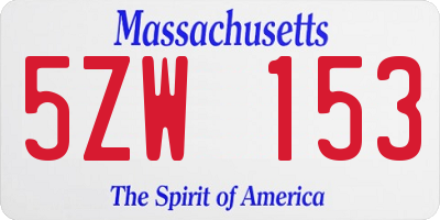 MA license plate 5ZW153