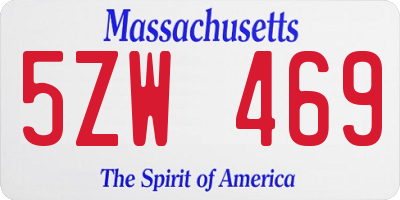 MA license plate 5ZW469