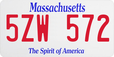 MA license plate 5ZW572