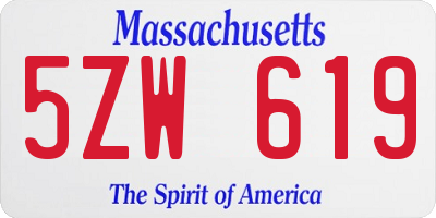 MA license plate 5ZW619