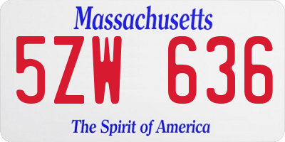 MA license plate 5ZW636