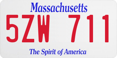 MA license plate 5ZW711