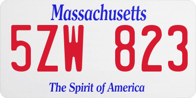 MA license plate 5ZW823