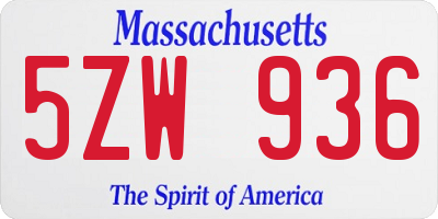 MA license plate 5ZW936