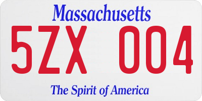 MA license plate 5ZX004
