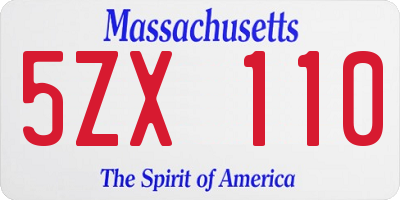 MA license plate 5ZX110