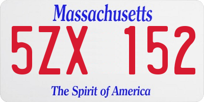 MA license plate 5ZX152