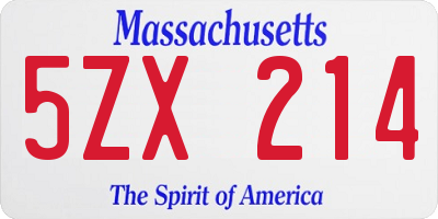 MA license plate 5ZX214
