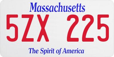MA license plate 5ZX225